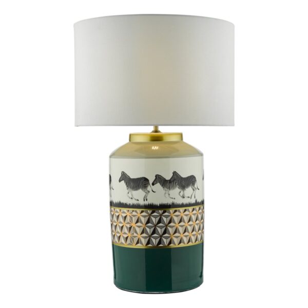 Callie Table Lamp Green/Gold Zebra Motif Base Only