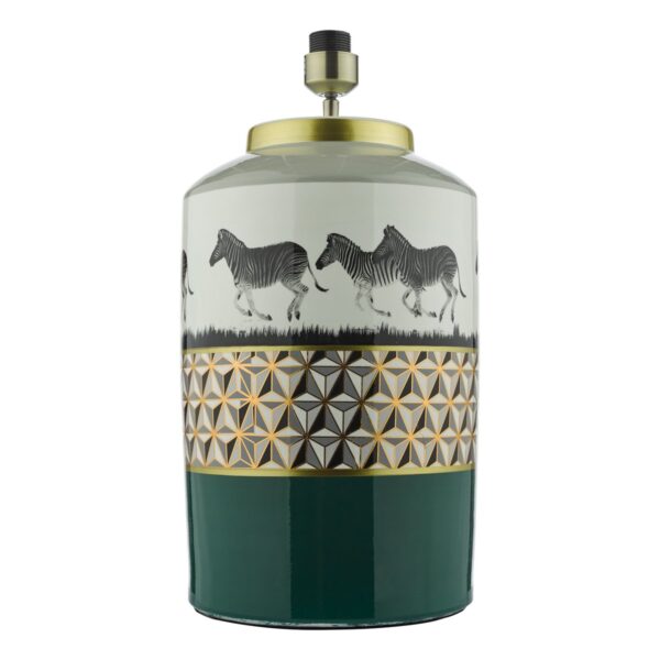 Callie Table Lamp Green/Gold Zebra Motif Base Only - Image 3