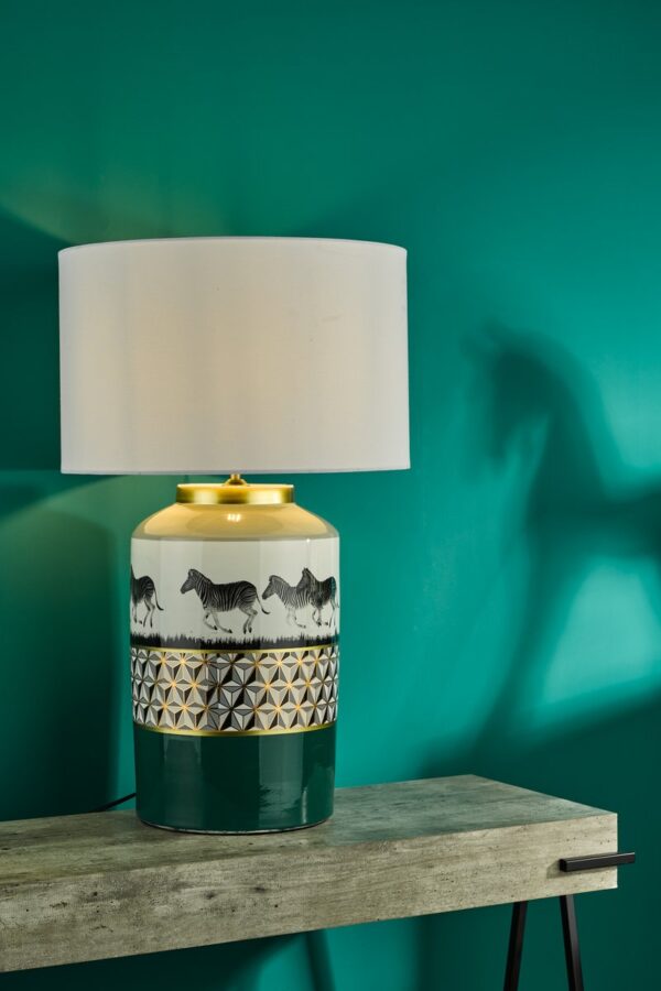 Callie Table Lamp Green/Gold Zebra Motif Base Only - Image 5