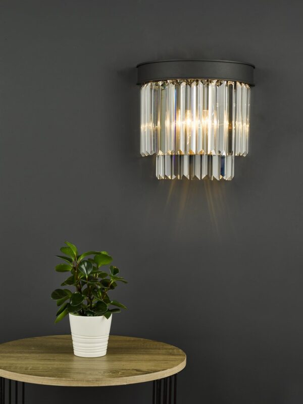 Celeus 2 Light Wall Light Anthracite & Crystal - Image 6