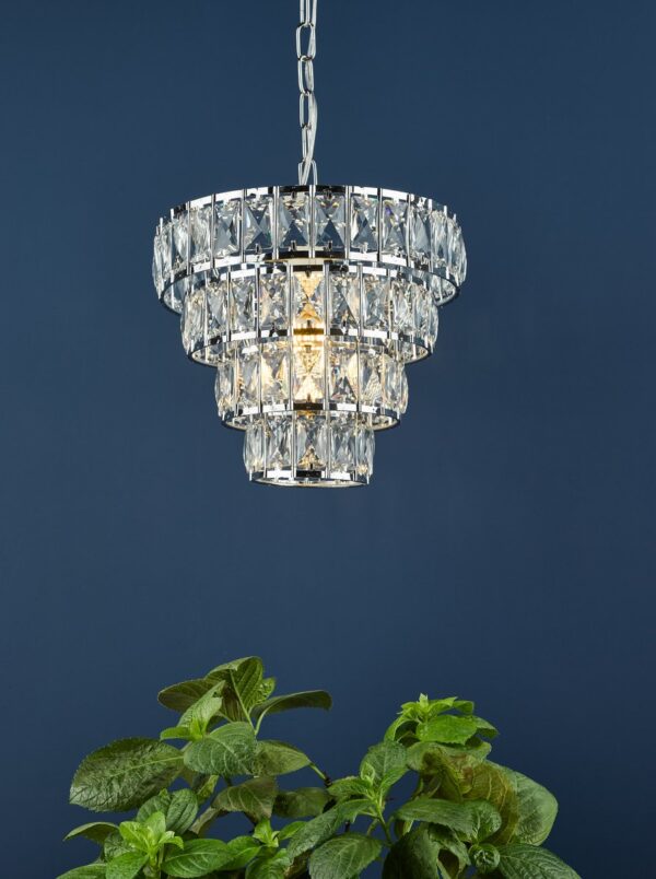 Cerys Single Pendant Polished Chrome Crystal - Image 7