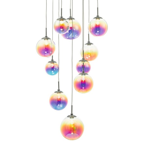 Cesario 12 Light Cluster Pendant Polished Chrome Iridised Glass LED - Image 2