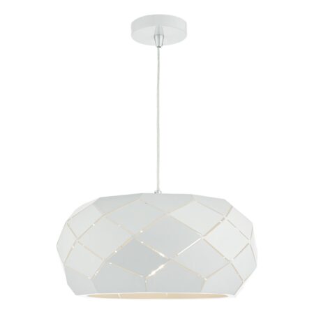Coby Pendant White Faceted Metal