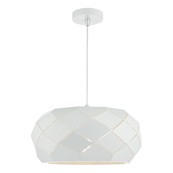 Coby Pendant White Faceted Metal