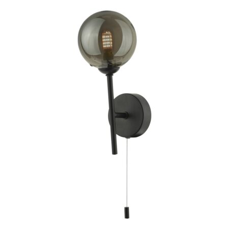 Cohen 1 Light Wall Light Matt Black With Smoked Glass