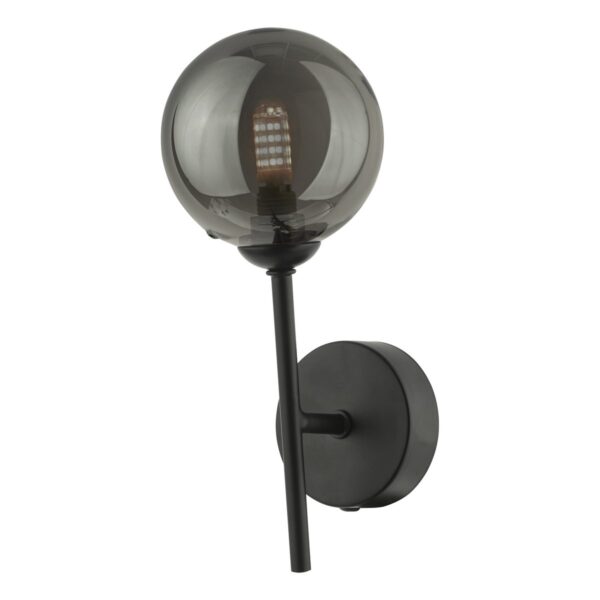 Cohen 1 Light Wall Light Matt Black With Smoked Glass - Image 2