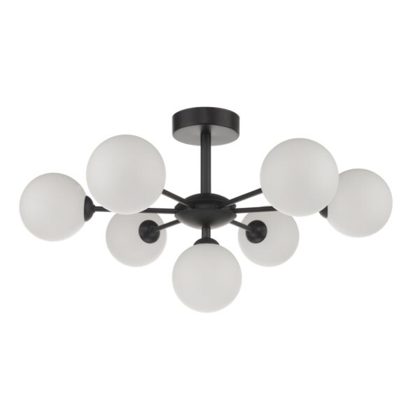 Cohen 7 Light Semi Flush Matt Black Opal Glass - Image 2