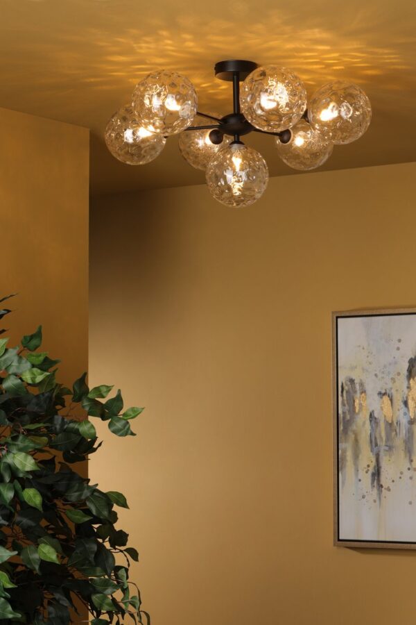 Cohen 7 Light Semi Flush Matt Black Moulded Glass - Image 4