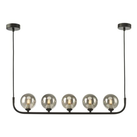Cradle 5 Light Bar Pendant Matt Black With Smoked Glass
