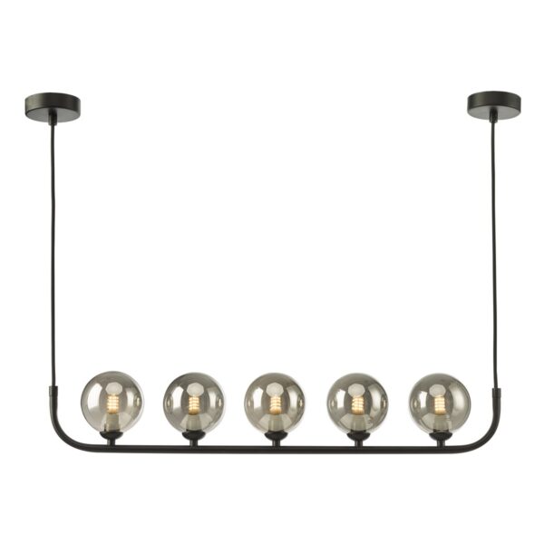 Cradle 5 Light Bar Pendant Matt Black With Smoked Glass