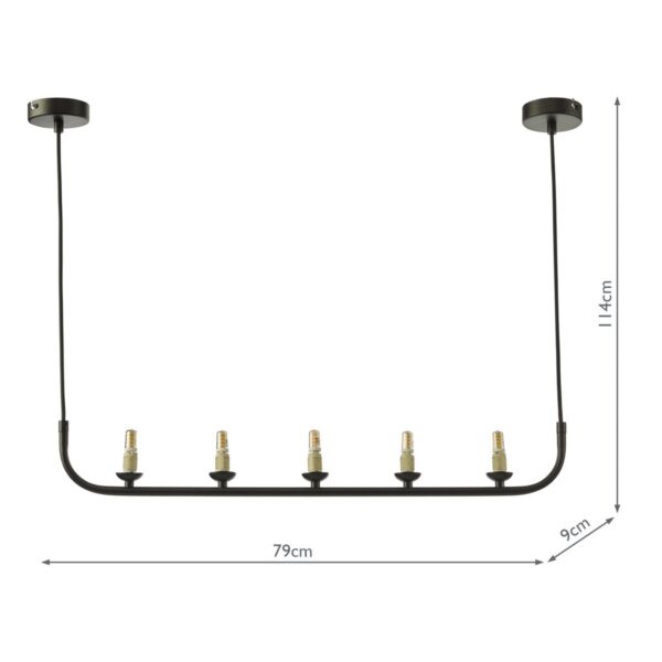 Cradle 5 Light Bar Pendant Matt Black Frame Only - Image 3