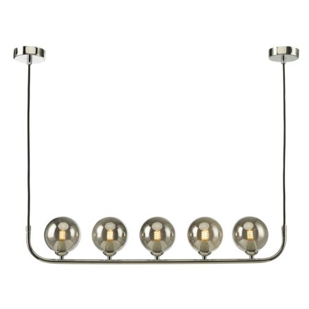 Cradle 5 Light Bar Pendant Polished Chrome Smoked Glass