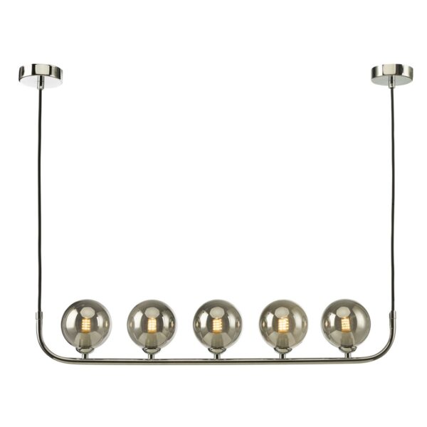 Cradle 5 Light Bar Pendant Polished Chrome Smoked Glass