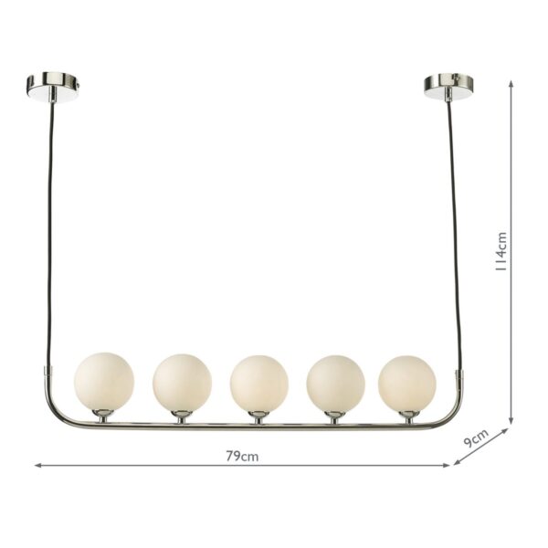 Cradle 5 Light Bar Pendant Polished Chrome Opal Glass - Image 6