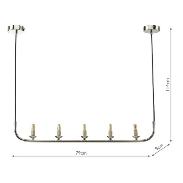 Cradle 5 Light Bar Pendant Polished Chrome Frame Only - Image 3