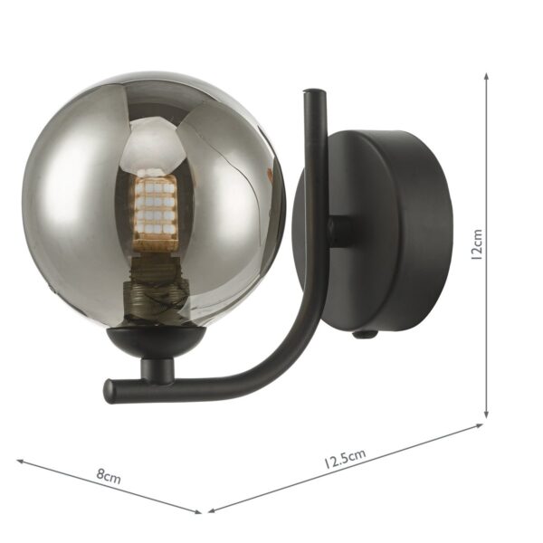 Cradle 1 Light Wall Light Matt Black Smoked Glass - Image 7