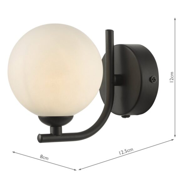 Cradle 1 Light Wall Light Matt Black Opal Glass - Image 7