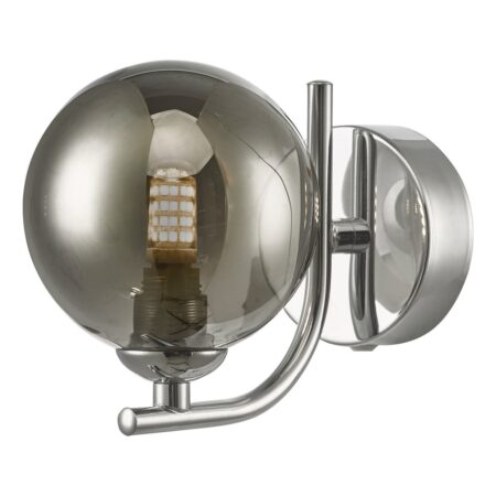 Cradle 1 Light Wall Light Polished Chrome Smoked Glass