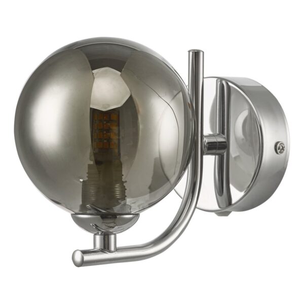Cradle 1 Light Wall Light Polished Chrome Smoked Glass - Image 2