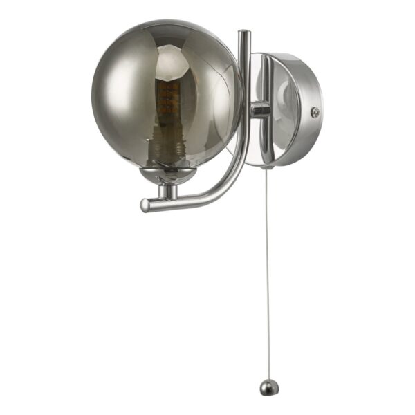 Cradle 1 Light Wall Light Polished Chrome Smoked Glass - Image 4