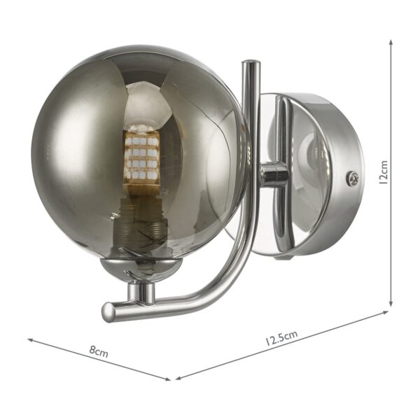 Cradle 1 Light Wall Light Polished Chrome Smoked Glass - Image 7