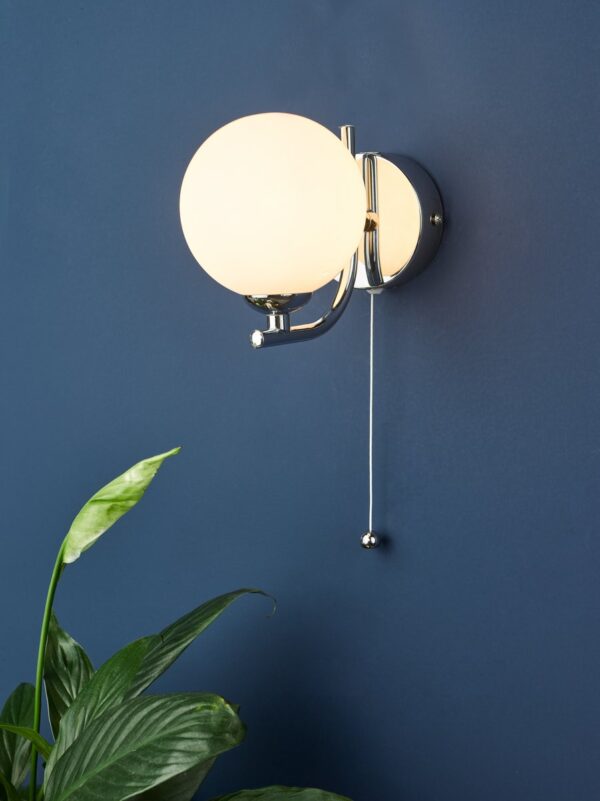 Cradle 1 Light Wall Light Polished Chrome Opal Glass - Image 5