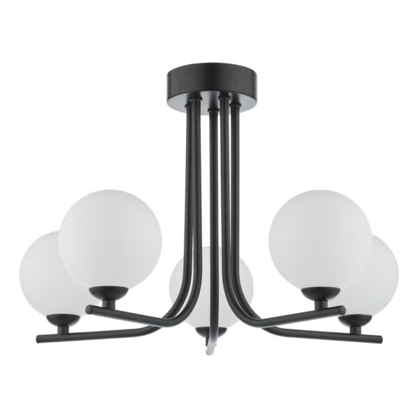 Cradle 5 Light Semi Flush Matt Black Opal Glass - Image 2