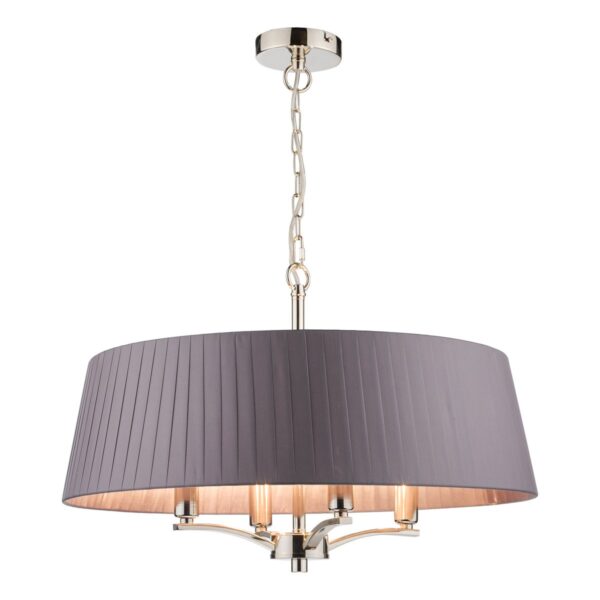 Cristin 4 Light Pendant Polished Nickel with Grey Shade