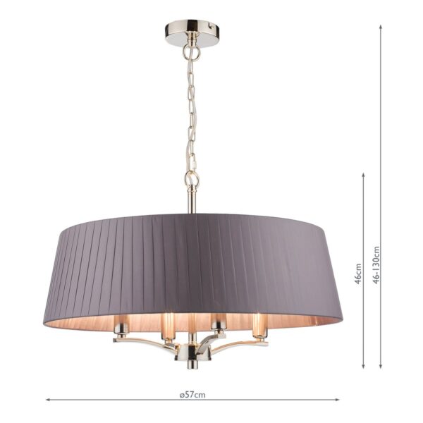 Cristin 4 Light Pendant Polished Nickel with Grey Shade - Image 7
