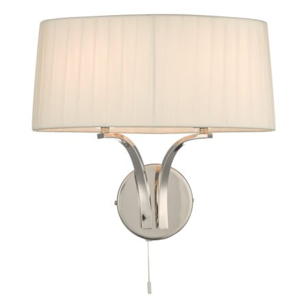 Cristin 2 Light Wall Light Polished Nickel With Ivory Shade
