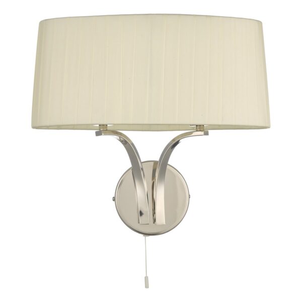 Cristin 2 Light Wall Light Polished Nickel With Ivory Shade - Image 2
