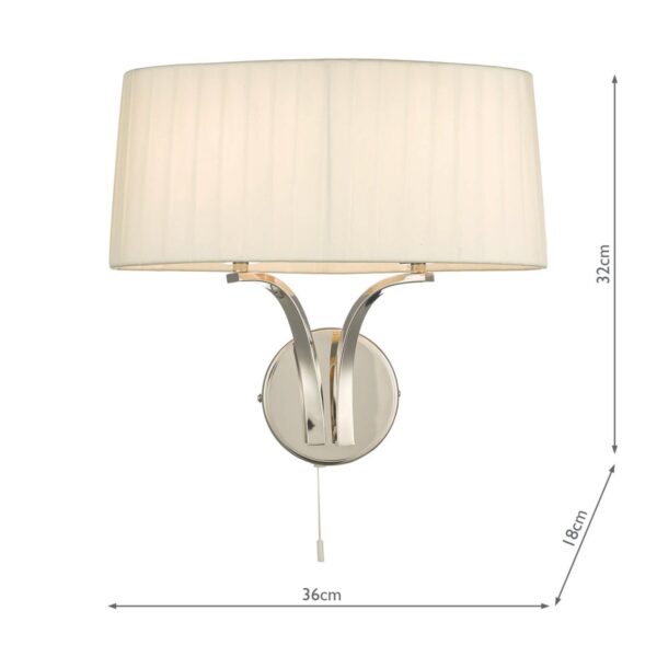 Cristin 2 Light Wall Light Polished Nickel With Ivory Shade - Image 4