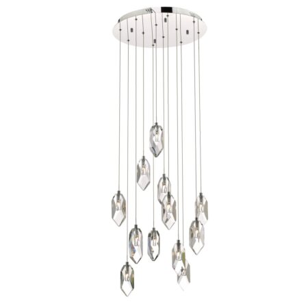 Crystal 12 Light Cluster Pendant Polished Chrome & Crystal