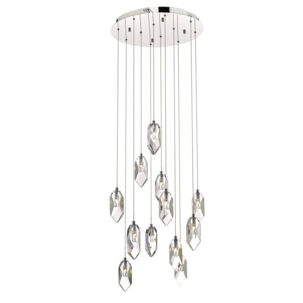 Crystal 12 Light Cluster Pendant Polished Chrome & Crystal