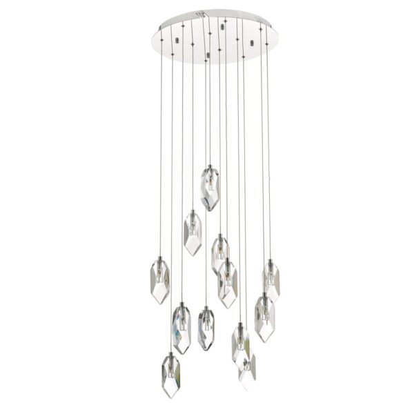 Crystal 12 Light Cluster Pendant Polished Chrome & Crystal - Image 2