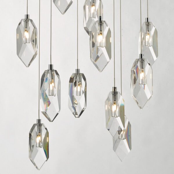 Crystal 12 Light Cluster Pendant Polished Chrome & Crystal - Image 4