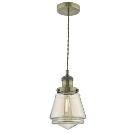 Curtis Pendant Antique Brass & Champagne Glass