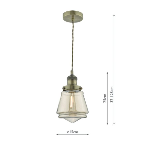 Curtis Pendant Antique Brass & Champagne Glass - Image 6