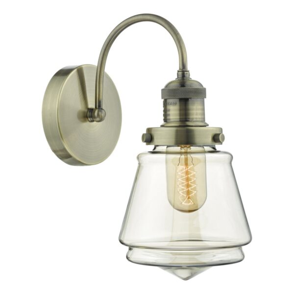 Curtis Wall Light Antique Brass & Champagne Glass