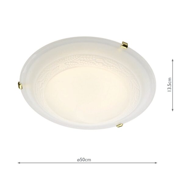 Damask 3 Light Flush Alabaster Glass Brass 50cm - Image 3