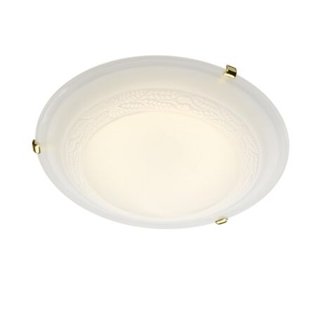 Damask Flush Alabaster Glass Brass 30cm
