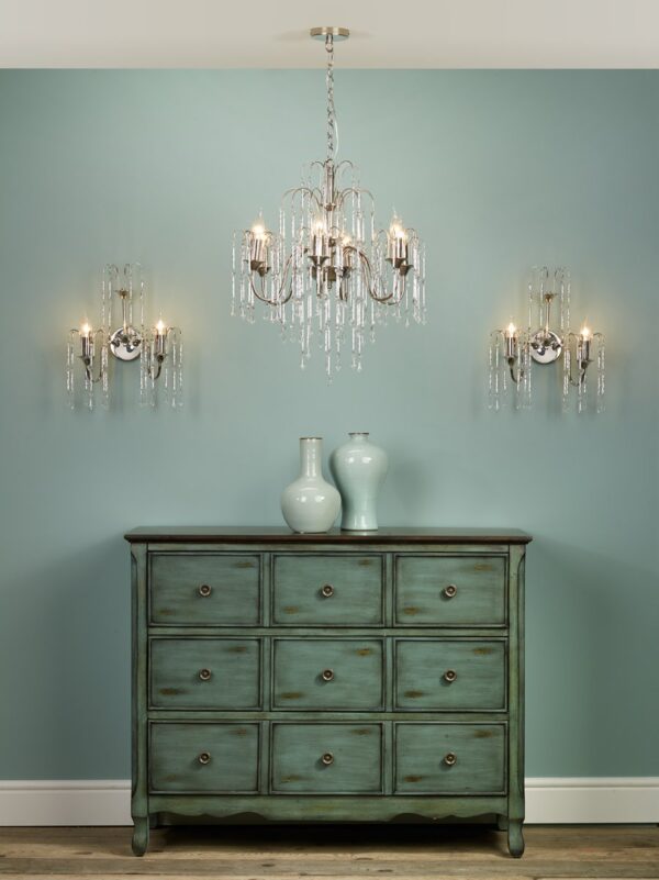 Daniella 6 Light Pendant Polished Nickel Crystal Dual Mount - Image 7