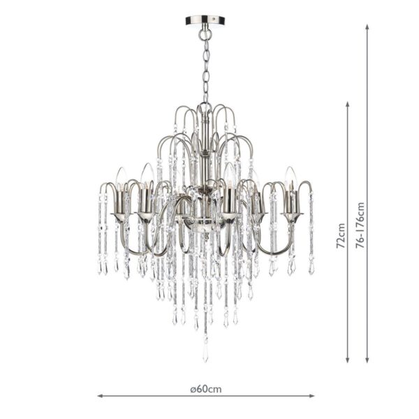Daniella 6 Light Pendant Polished Nickel Crystal Dual Mount - Image 8