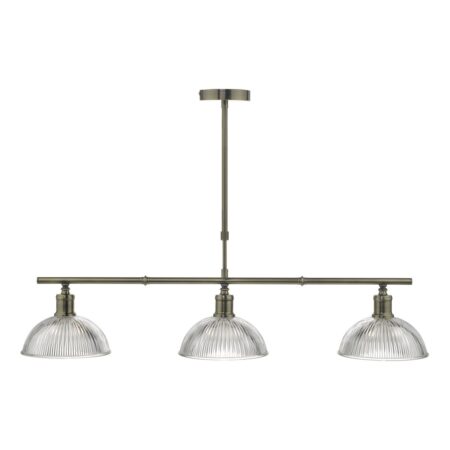 Dara 3 Light Bar Pendant Antique Brass & Glass