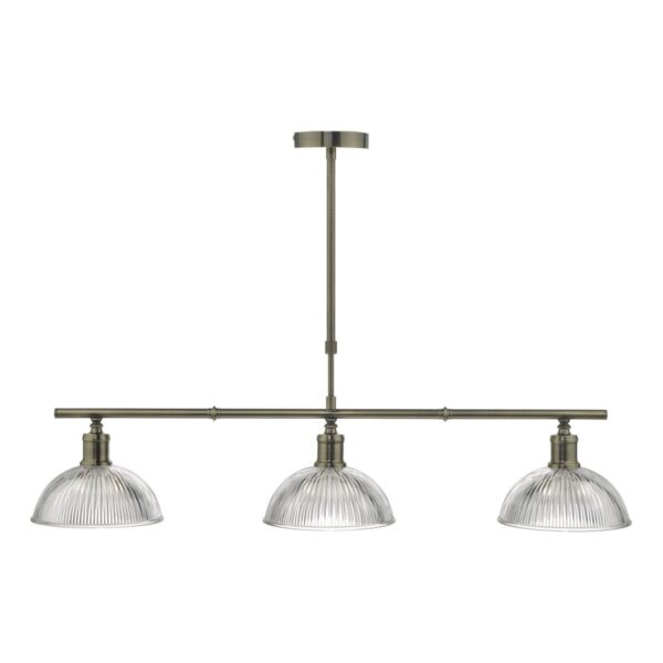Dara 3 Light Bar Pendant Antique Brass & Glass
