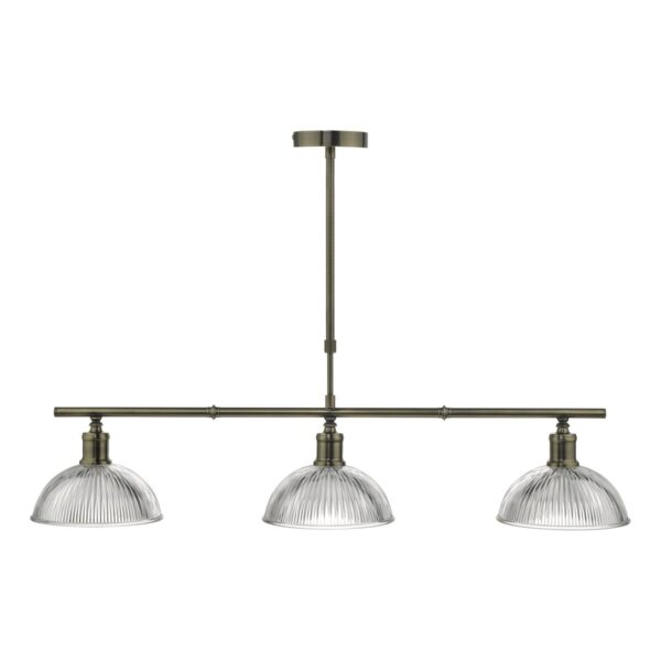 Dara 3 Light Bar Pendant Antique Brass & Glass - Image 2