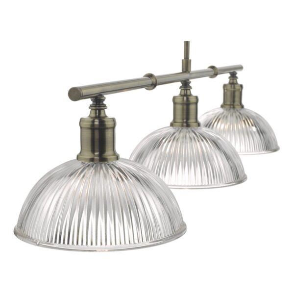 Dara 3 Light Bar Pendant Antique Brass & Glass - Image 5