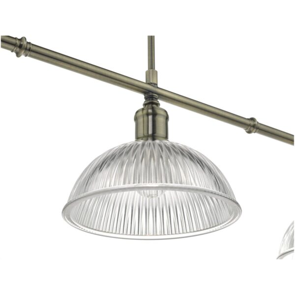 Dara 3 Light Bar Pendant Antique Brass & Glass - Image 6