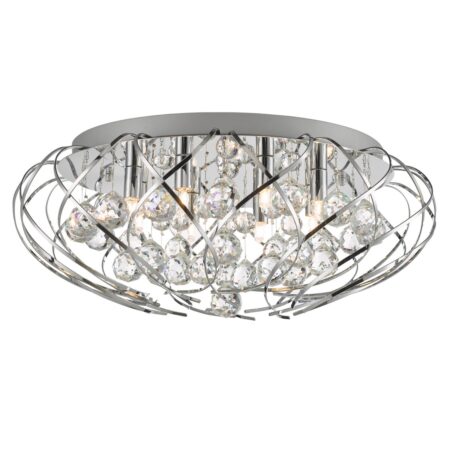 Davian 8 Light Flush Polished Chrome Crystal