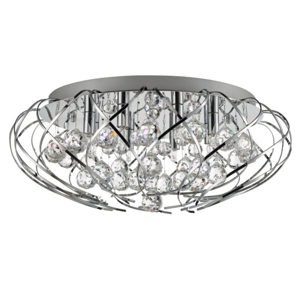 Davian 8 Light Flush Polished Chrome Crystal - Image 2